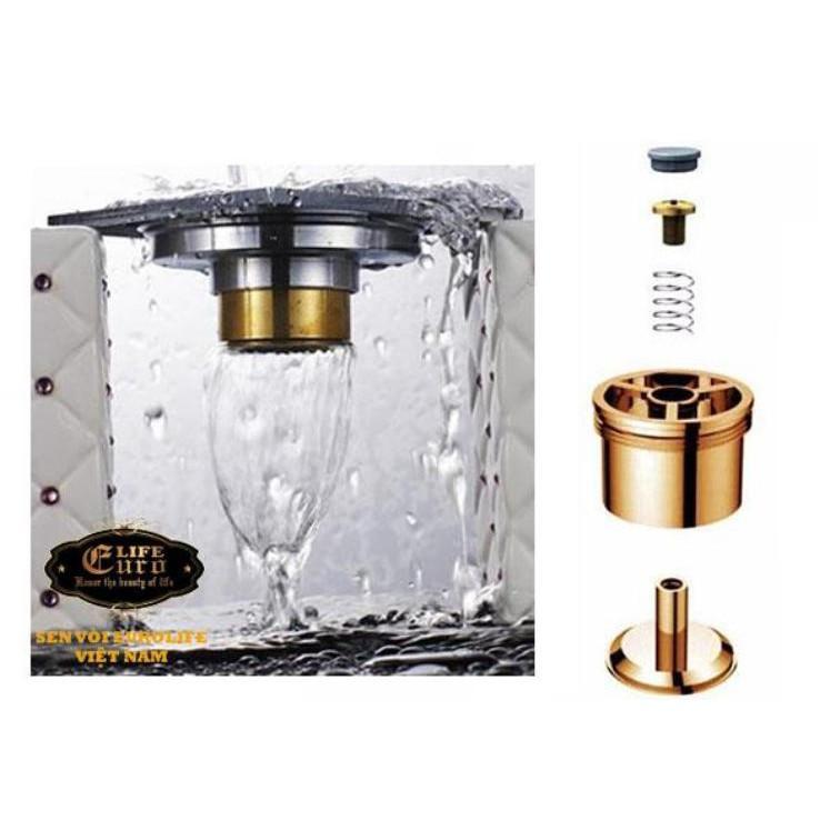 Hố ga thoát sàn Đồng hoa văn 10x10cm Eurolife EL-HG09