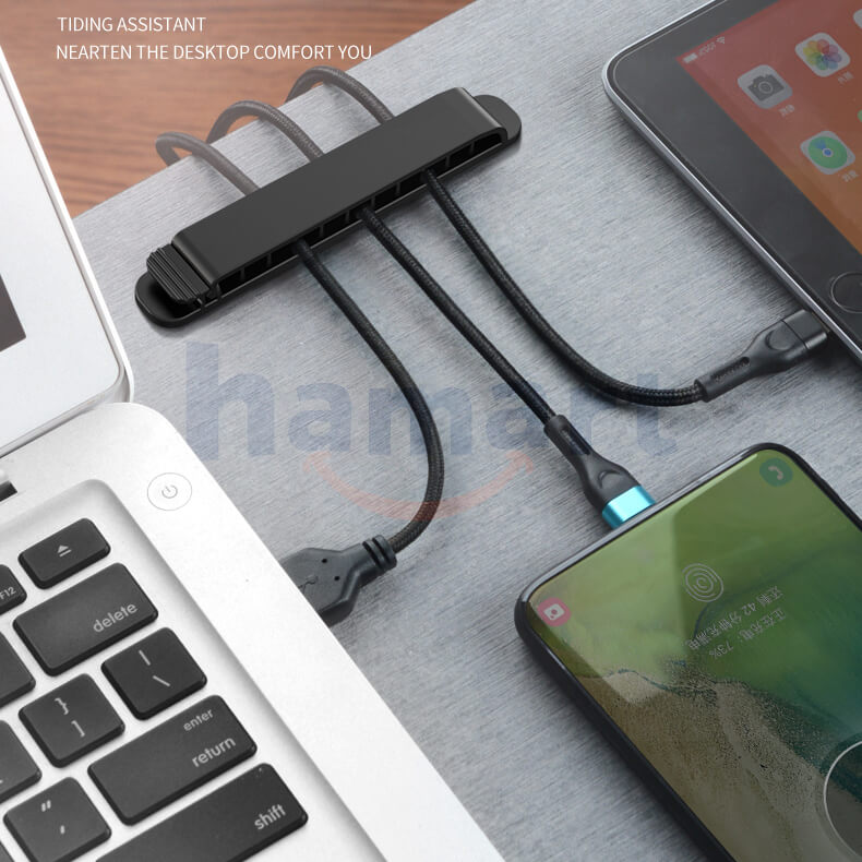 Vỉ 10 Móc Treo Dây Điện Dán Tường Có Chốt Hamart Kẹp Cố Định Dây Cáp Văn Phòng Keo Siêu Dính Tiện Lợi