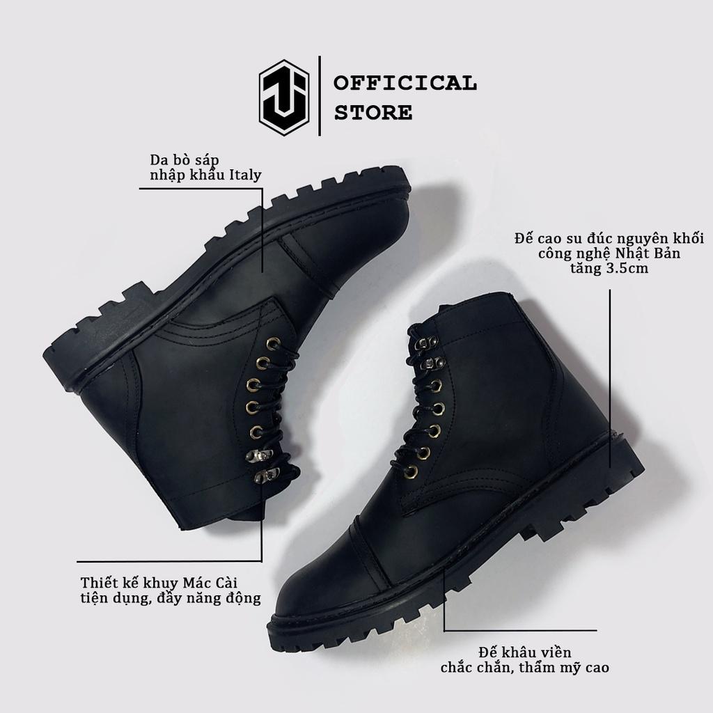 Giày Combat Boots Iron Black CB01 Da Bò Sáp J1, Giày Boot Nam Đế Cao Su Đúc Nguyên Khối Bảo Hành 12 Tháng