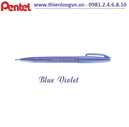 Bút lông viết thư pháp hiện đại Pentel SES15C-V2X xanh tím; Calligraphy Fude Touch Sign - Blue Violet