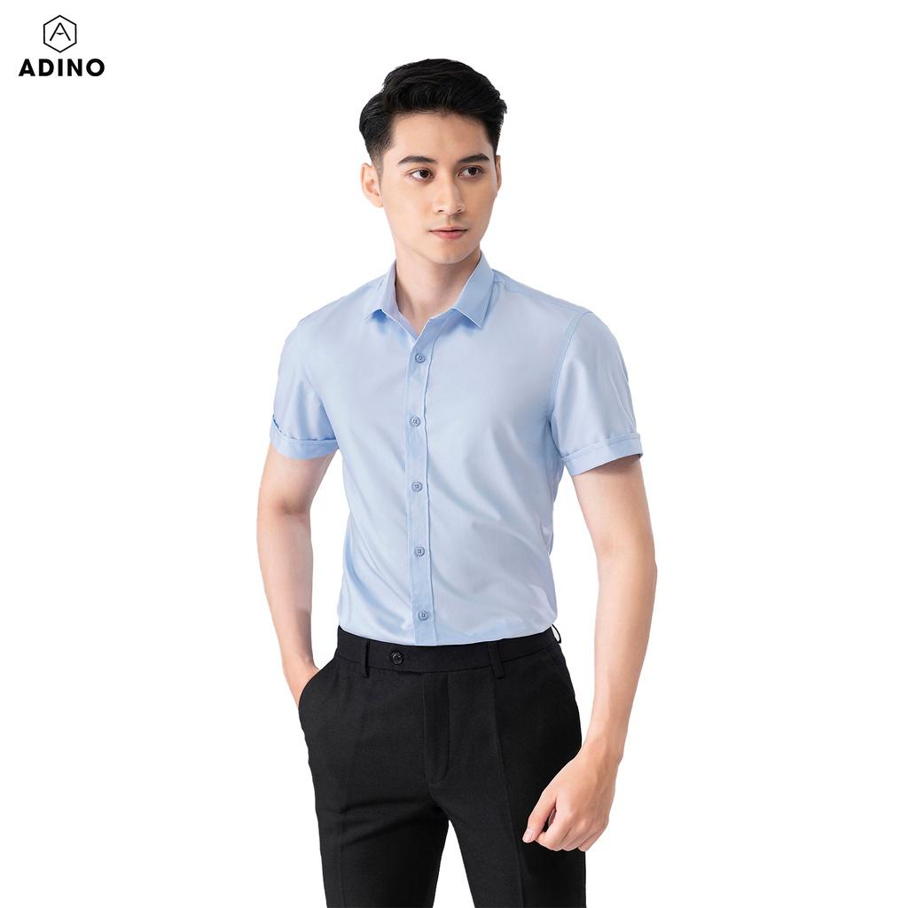 Áo sơ mi trắng nam ngắn tay ADINO vải nến lụa sợi sồi modal dáng công sở slimfit hơi ôm trẻ trung năng động CT100-CT104