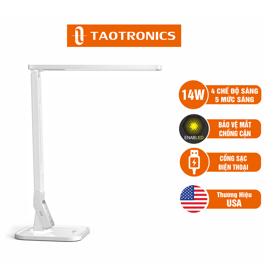 Đèn LED chống cận TaoTronics TT-DL02, 4 chế độ sáng, 5 mức sáng, hẹn giờ - Hàng chính hãng