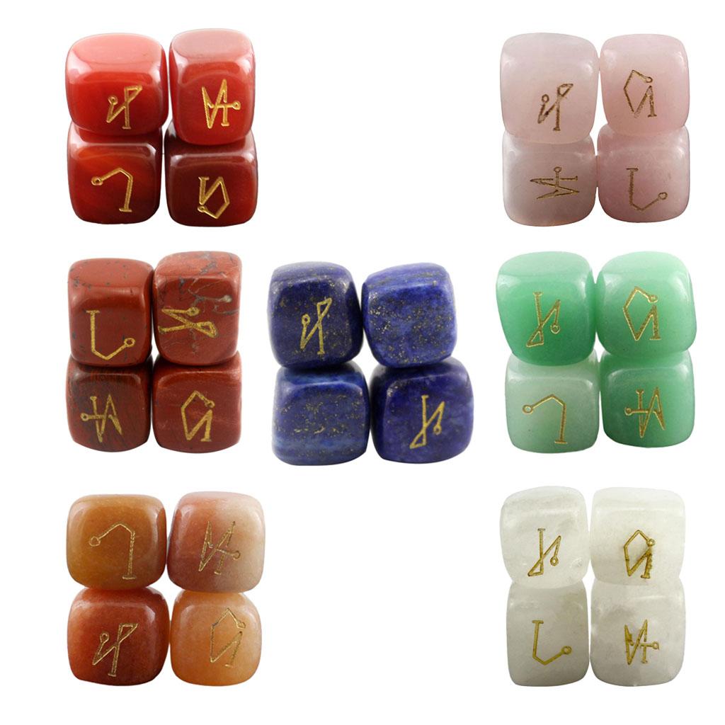 Natural Crystal Stone Engraved 4 Angel Symbols Palm Stone