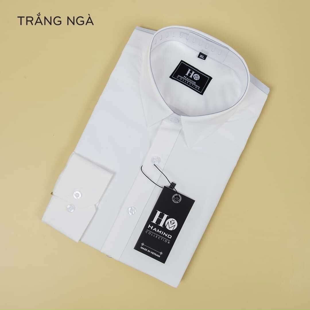 Áo sơ mi nam trơn dài tay, gấp hộp áo sơ mi công sở chất liệu lụa mịn cao cấp