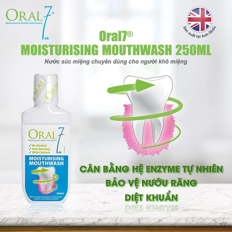 Nước súc miệng giữ ẩm cho người khô miệng, viêm lợi Oral7 Moisturising Mouthwash 250ml