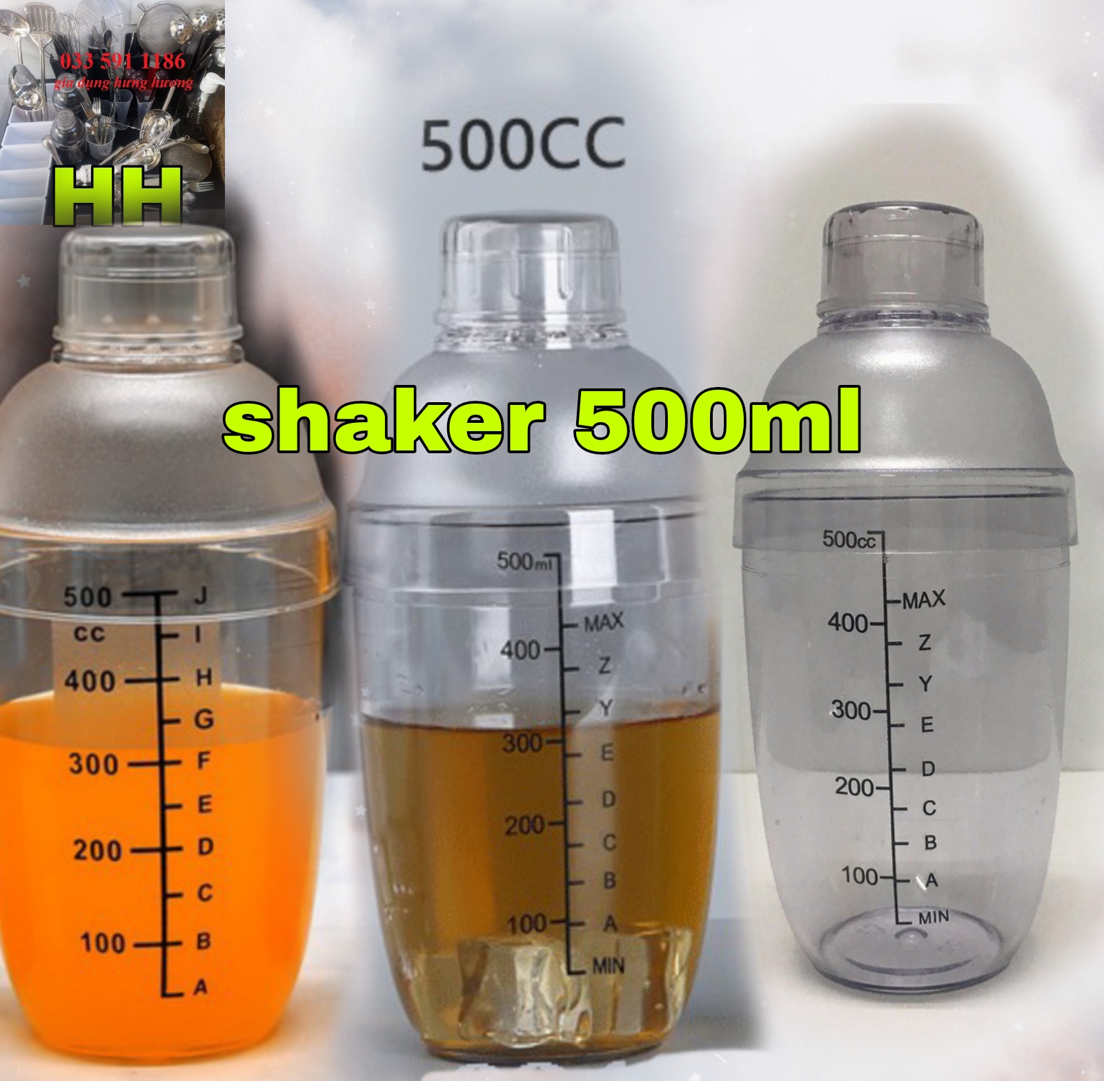 Bình Lắc Cocktail Shaker Nhựa Loại Tốt cái size 530ml
