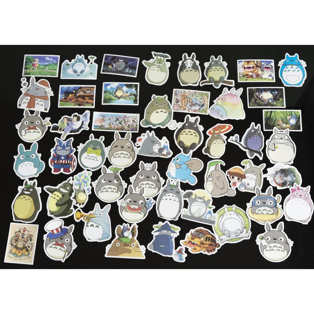 Bộ 50 sticker dán chủ đề totoro trang trí laptop, vali, xe máy, xe đạp, ván trượt, đàn, mũ bảo hiểm,skateboard, tủ...