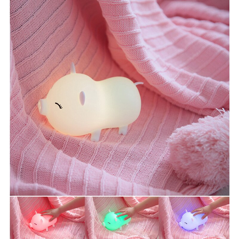 Đèn Ngủ Silicone Trang Trí Nhiều Màu Sắc Hình Heo Dễ Thương - Cute Pig