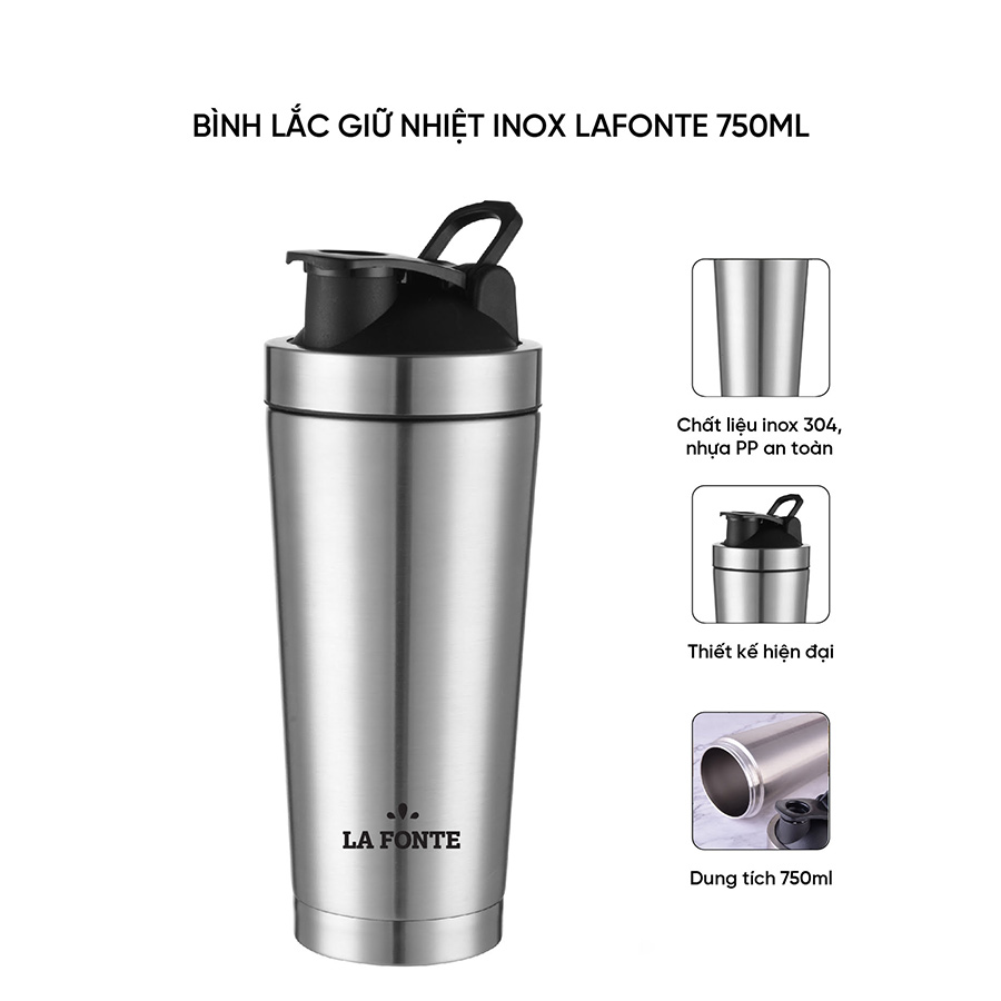 BÌNH LẮC GIỮ NHIỆT SHAKER INOX 750ML LA FONTE - 001755