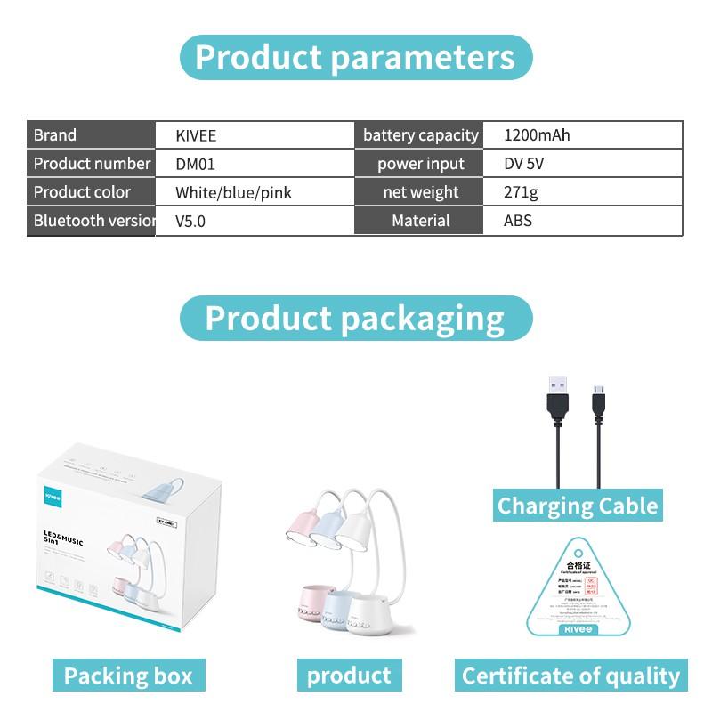 Loa đèn bàn Bluetooth với đèn bàn LED, hỗ trợ sạc USB, hỗ trợ thẻ TF / đĩa U / chức năng FM-Hàng chính hãng