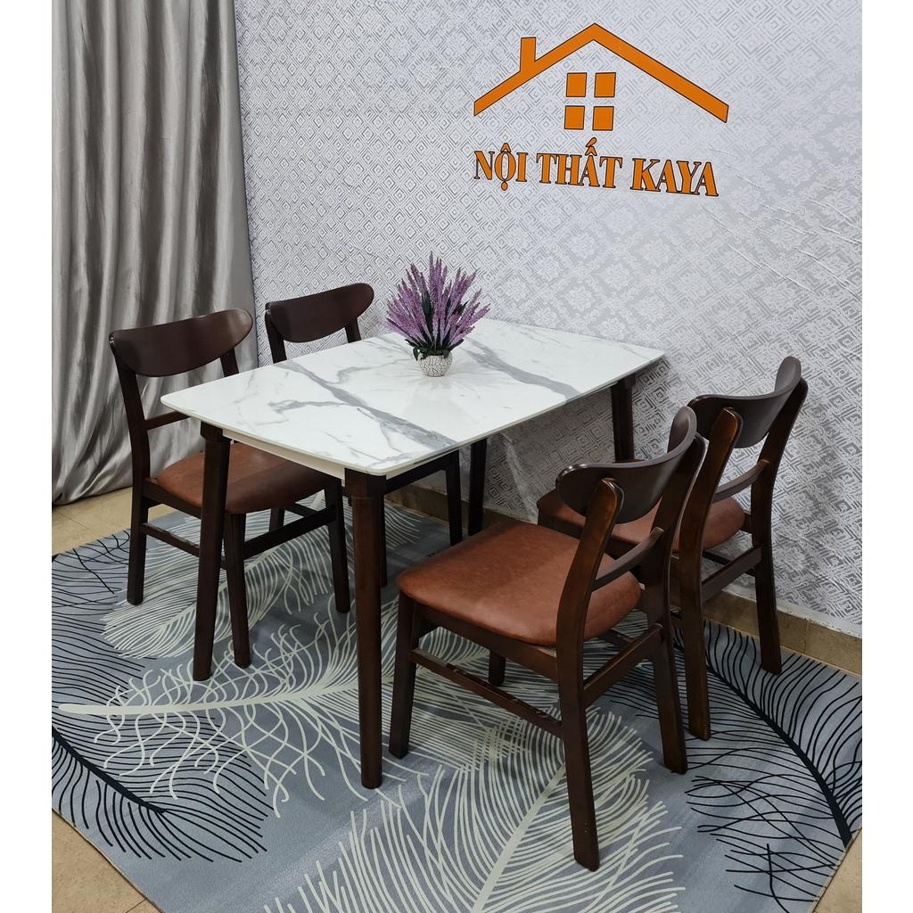 Set Bàn Ăn 4 Ghế Lunar Giả Đá (Trắng