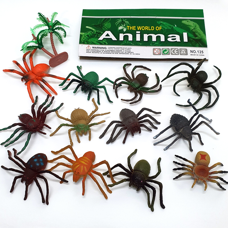 Bộ 12 ĐỒ CHƠI NHỆN GIẢ như thật (5-7 cm) MÔ HÌNH NHỆN NHỰA Spider chọc ghẹo troll bạn hù dọa Halloween Spiderman