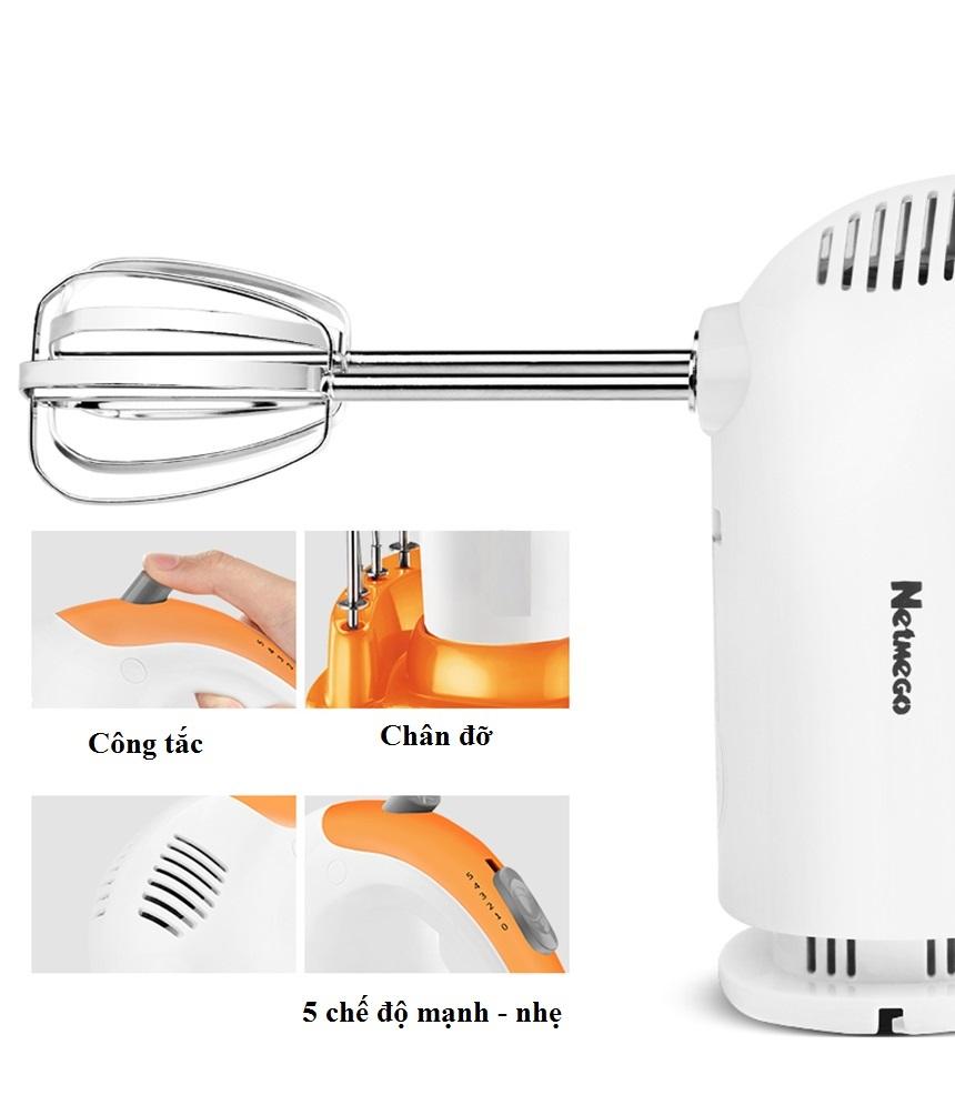 Máy đánh trứng cầm tay Netmego N38D 300W làm bánh tại nhà