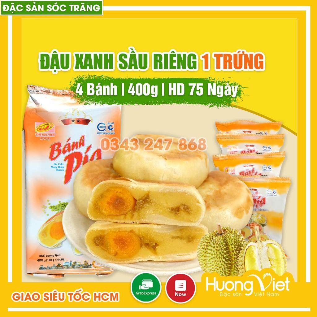 Bánh Pía Sóc Trăng đậu xanh sầu riêng trứng Tân Huê Viên 400g, bánh pía Tân Huê Viên 2 sao 1 trứng