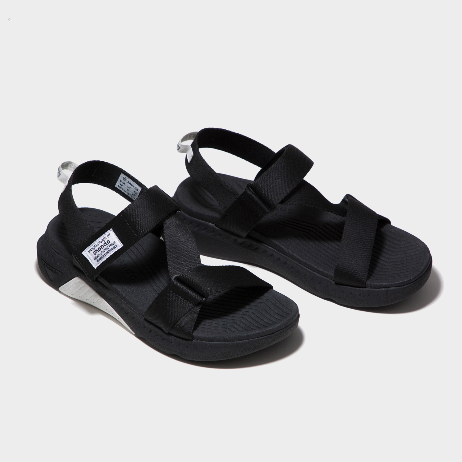 Giày sandal Shondo F7 nam nữ đi học đế cao đen fulll F7R1010