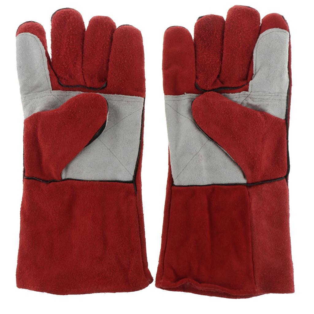 33cm Long Cowhide Welding Protective Gloves Hand Cover, provides good mix of durability, dexterity, abrasion resistance