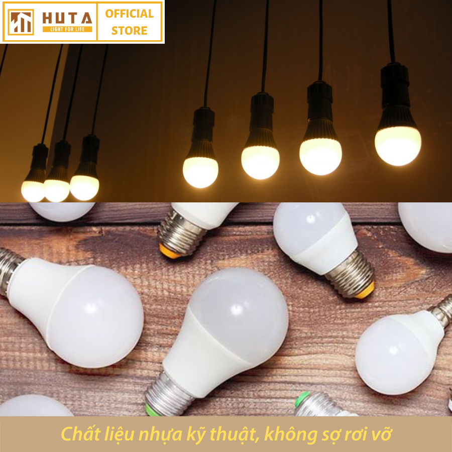 Combo Bóng Đèn Led Bulb HUTA 3w Đuôi E27, Tiết Kiệm Điện, Chống Nước, Ánh Sáng Trắng/Vàng, Trang Trí Quán Cà Phê, Nhà Hàng