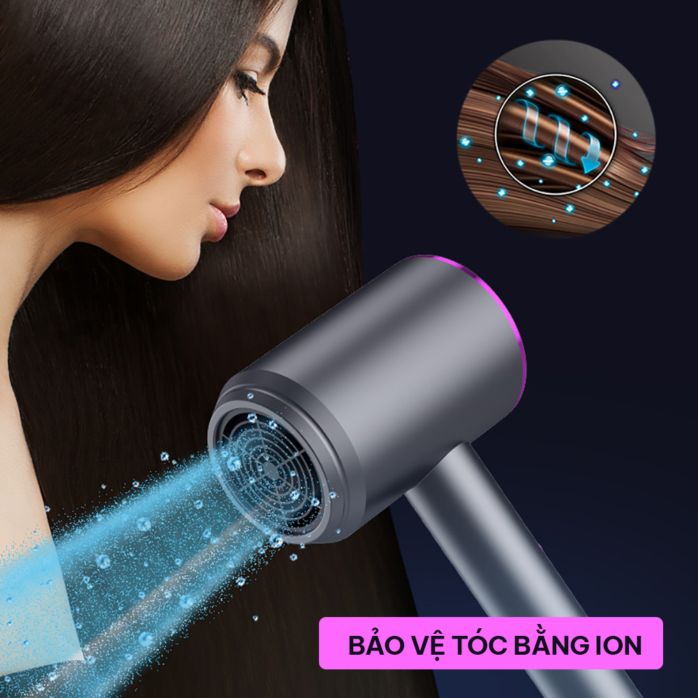 Máy sấy tóc tạo kiểu chuẩn Salon, 2 chiều nóng lạnh, ion âm dưỡng tóc thẳng mượt, công suất 1200W CWELL C06HD