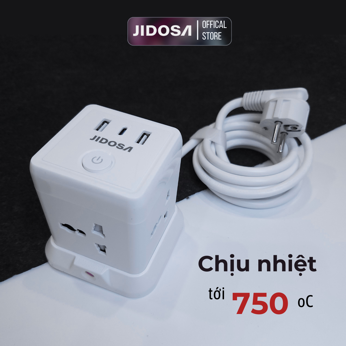 Ổ Cắm Điện JIDOSA Tích Hợp Ổ USB Và Type C Hình Tháp Đa Năng Công suất 3000w Thiết Kế Thông Minh