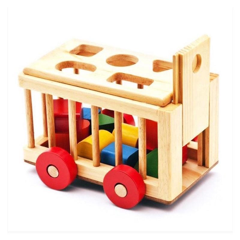 Xe cũi thả khối bằng gỗ giúp bé phát triển tư duy hình khối - Màu sắc - Rèn luyện vận động tinh