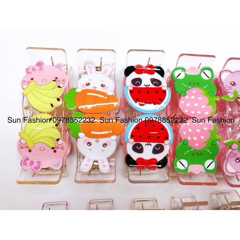 Kẹp càng cua trong suốt 3 răng, 5 răng hình thú, con vật, hoạt hình, trái cây, 12 con giáp màu sắc đáng yêu