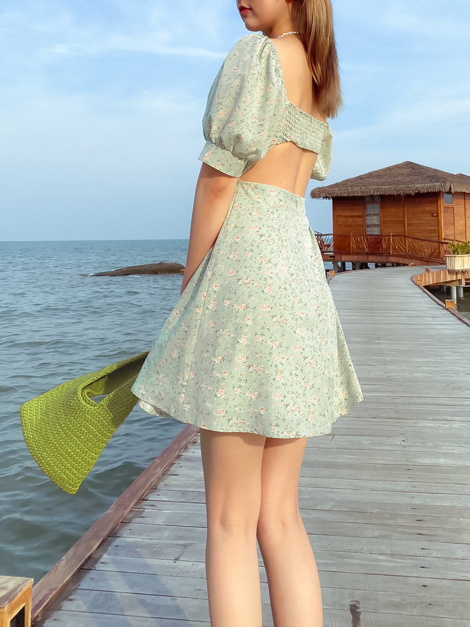 Đầm hoa xanh mint Vivi dress Gem Clothing SP060599