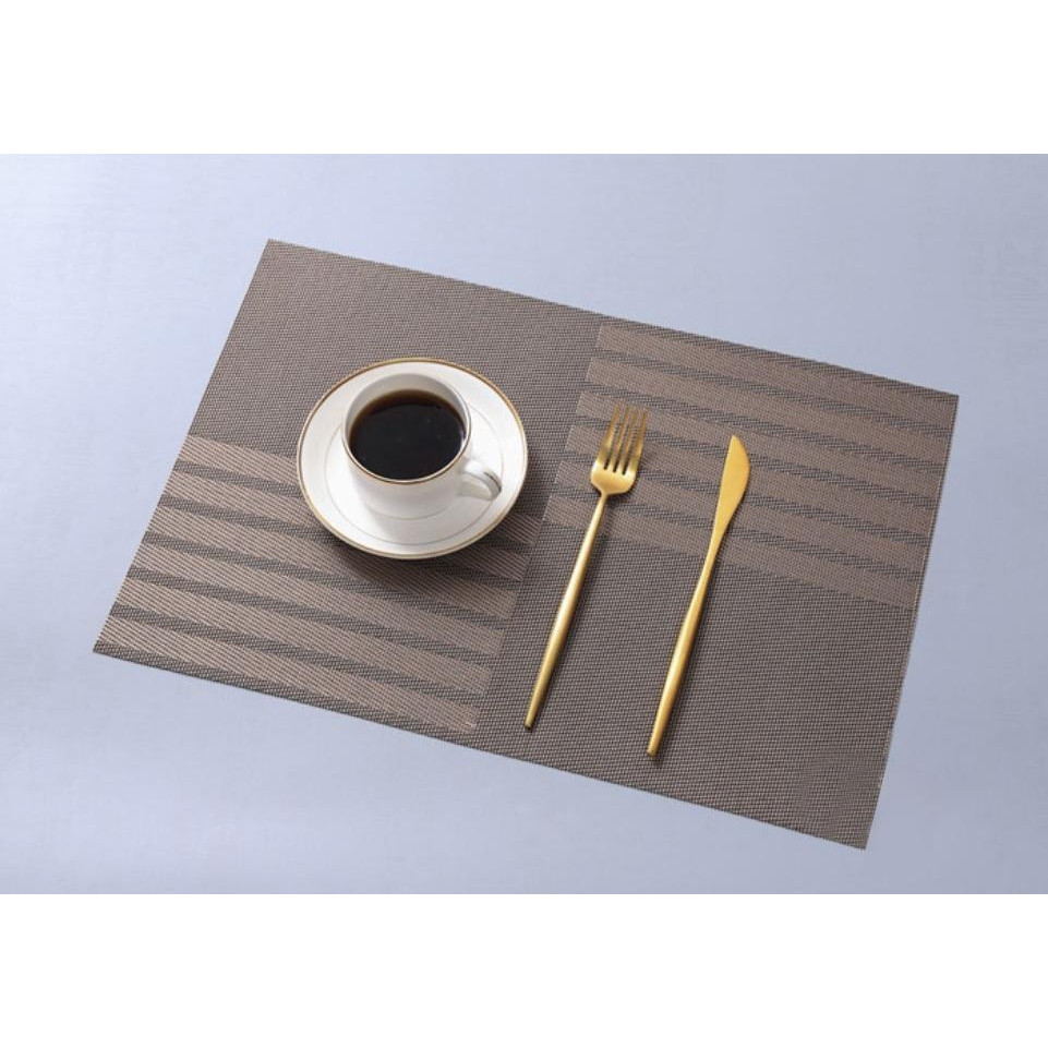 Bộ 2 Tấm Lót Bàn Ăn Phối Sọc Ngang Sang Trọng 30x45cm