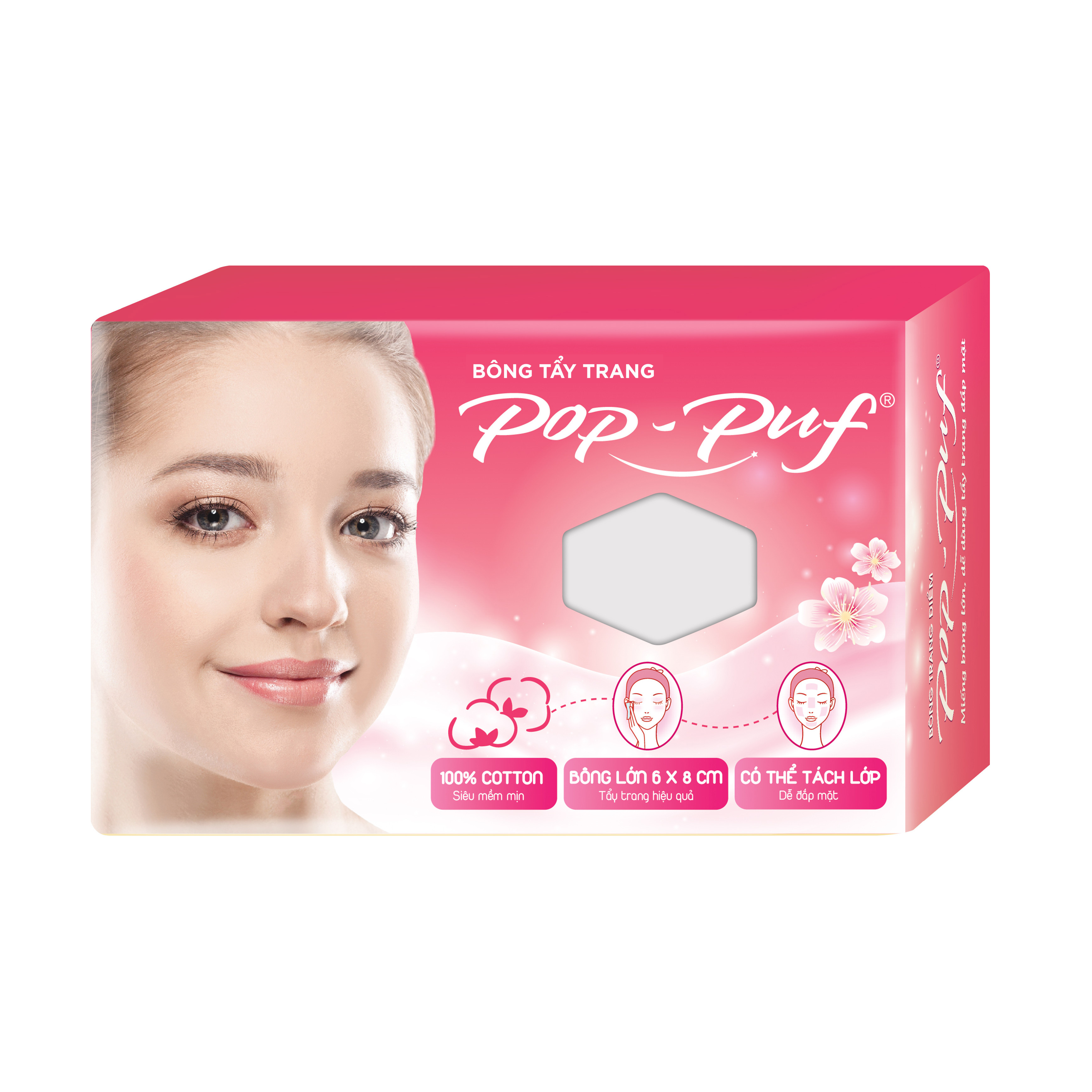 Bông Tẩy Trang Pop-puf  6x8cm (50 miếng)