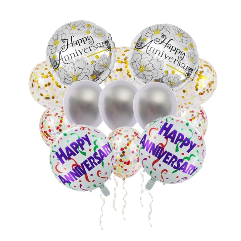 2X 14Pc 12/18inch Aluminum Film Balloon Latex Party Balloons Confetti Balloons
