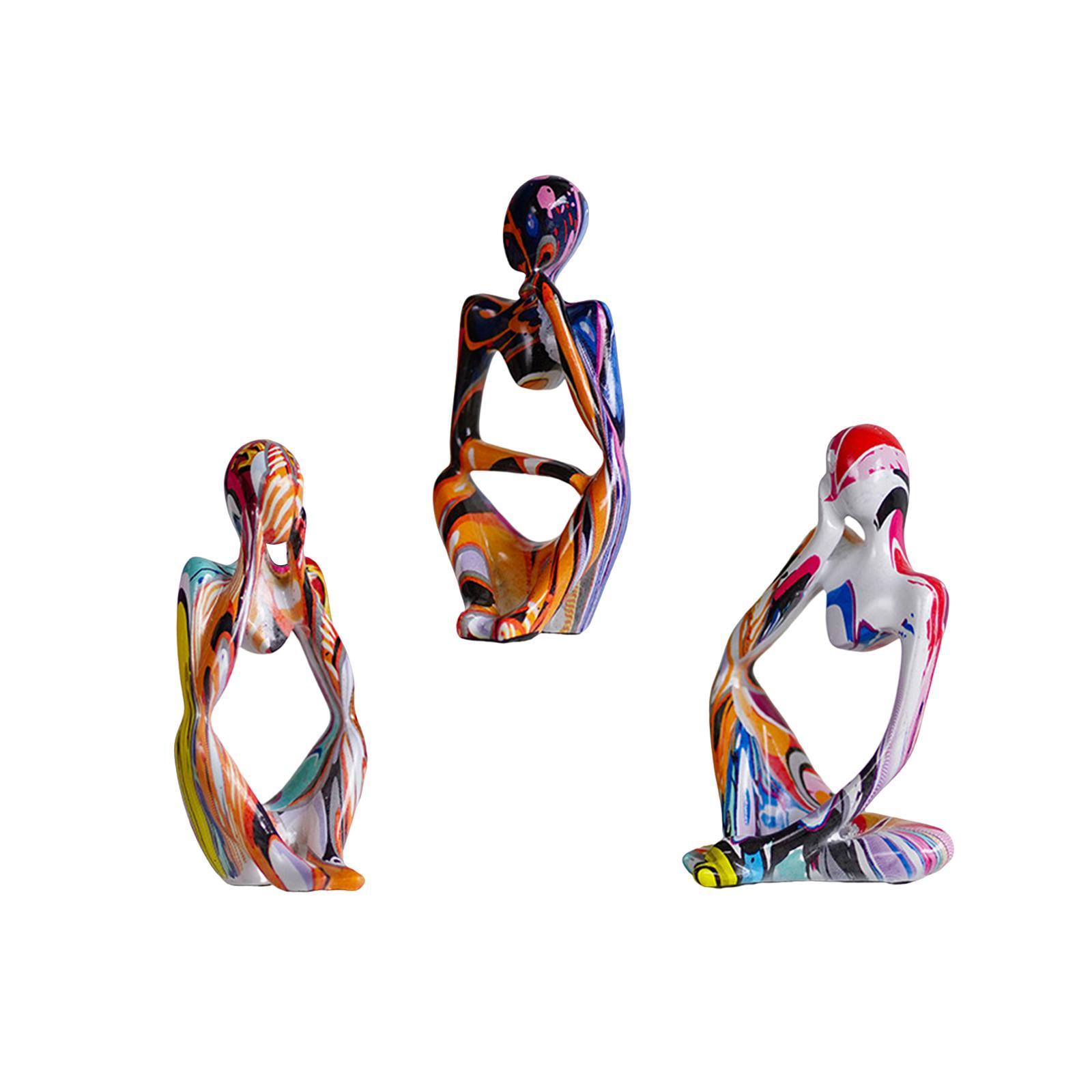 3Pcs Abstract Thinker Statues Artwork Figurines for Tabletop Home Decoration