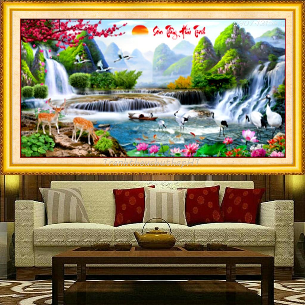 Tranh thêu chữ thập Phong cảnh lưu thủy sinh tài LV3024 - tự thêu