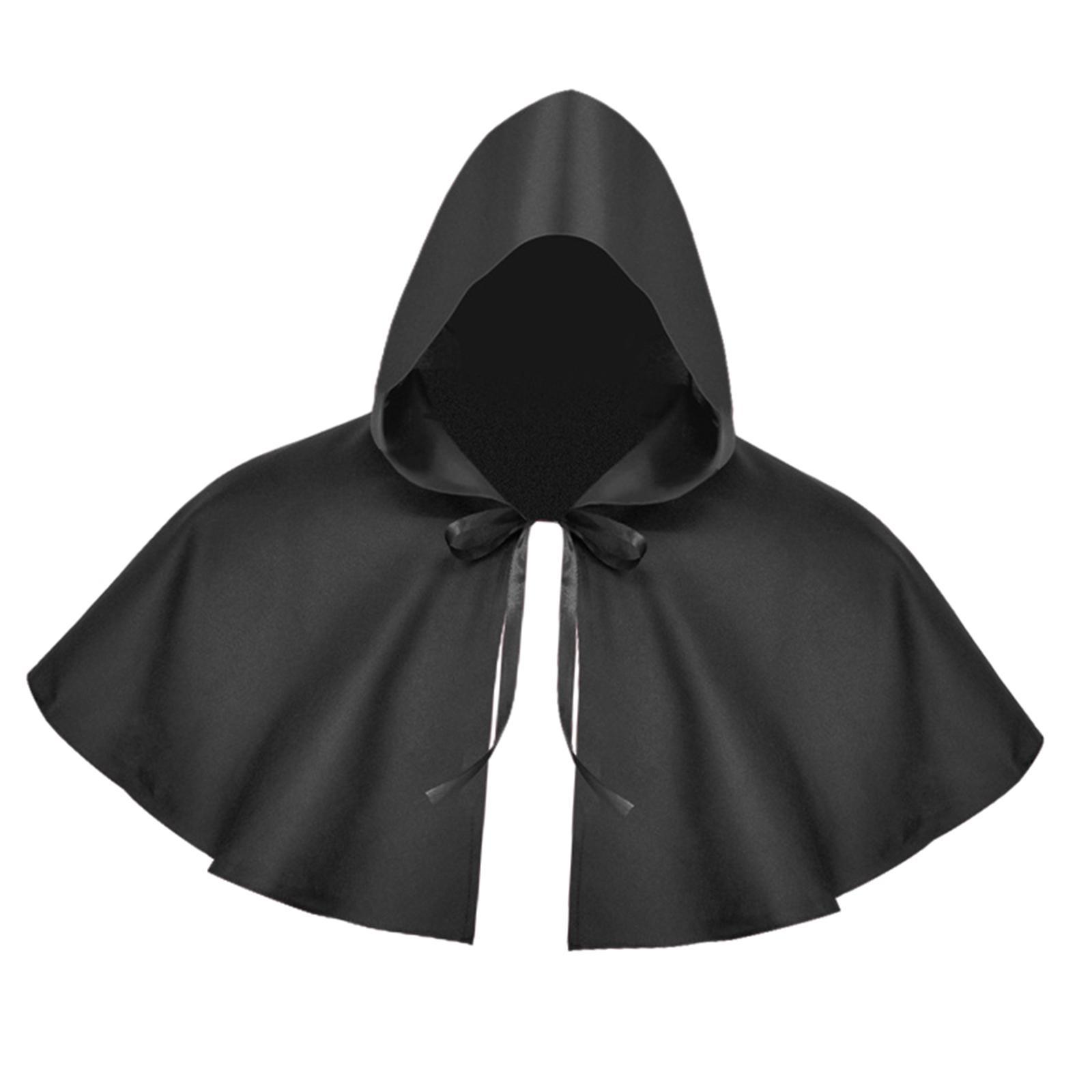 Halloween Cloak Witch Cape Cosplay Unisex Party Gothic Shawl Props Medieval Hooded Cape Hat for Fancy Dress Stage Performance