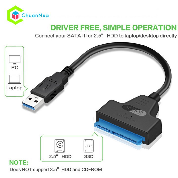 Cáp Sata 3.0 kết nối ổ cứng ngoài chuyển đổi USB 3.0 sang SSD HDD SATA 2.5 inch Hàng Chính Hãng