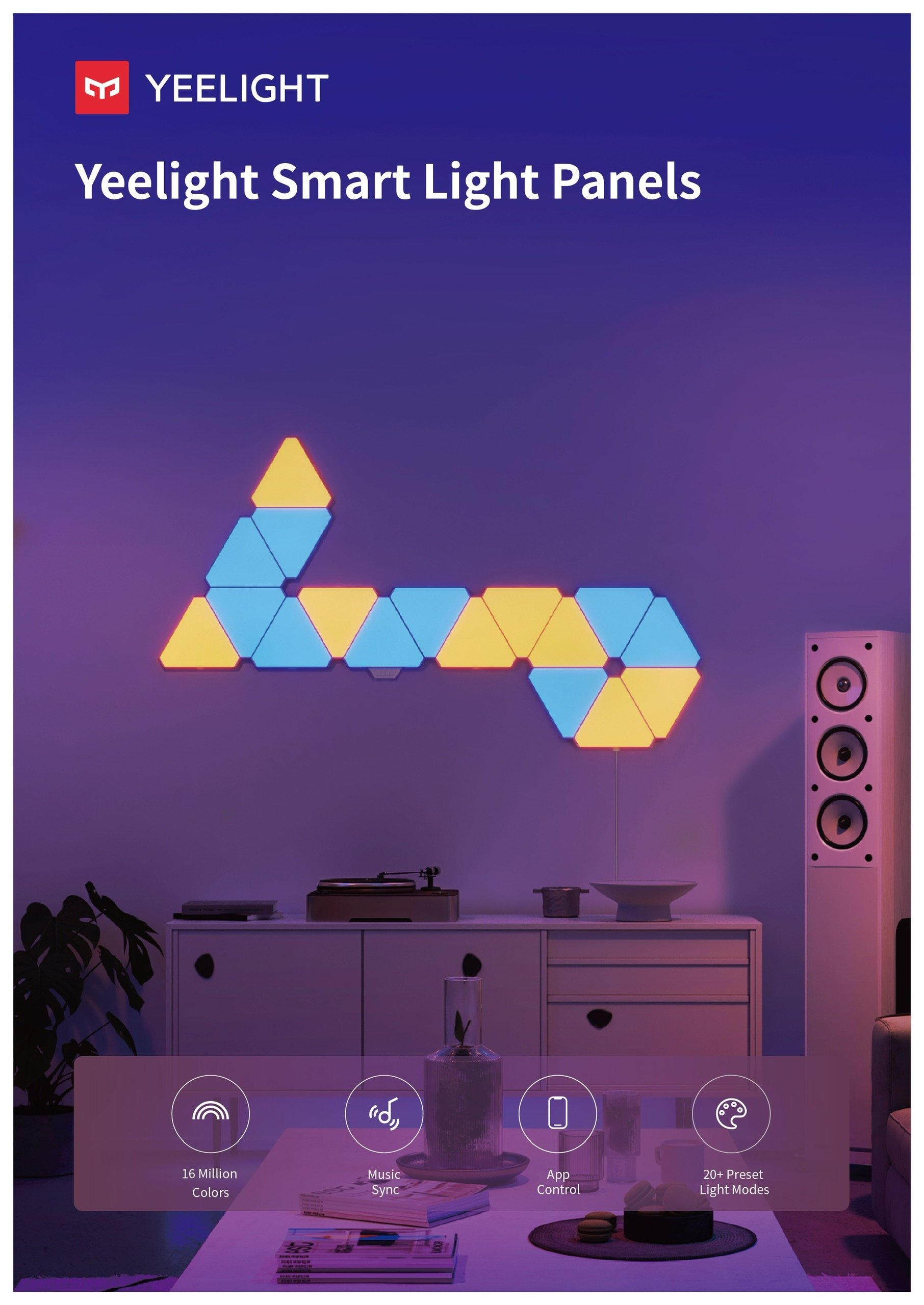 Hình ảnh Đèn lắp ghép cao cấp thông minh - Yeelight Led Panels, Combo 6-9 tấm tam giác 16 triệu màu, hàng chính hãng.