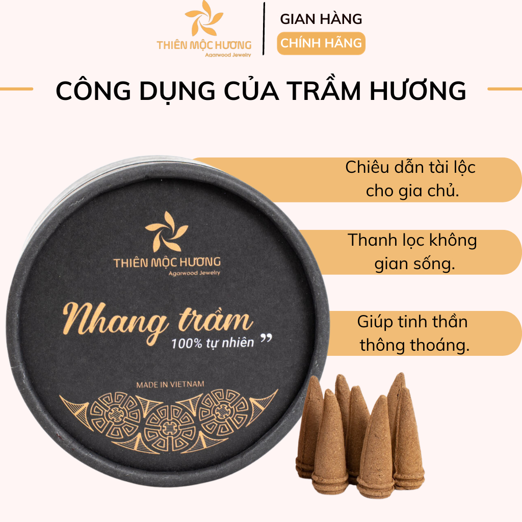 Nụ trầm hương cao cấp THIÊN MỘC HƯƠNG, nhang sạch, trầm hương tự nhiên, xông nhà, xông văn phòng hộp 40 nụ