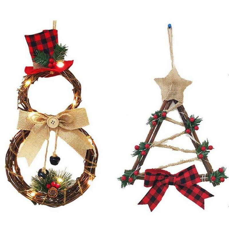 Đồ trang trí vòng hoa Giáng sinh, đồ trang trí vòng hoa Giáng sinh chiếu sáng Quà tặng Giáng sinh - Rattan Rounding Ring và Rattan Rattan Rattan