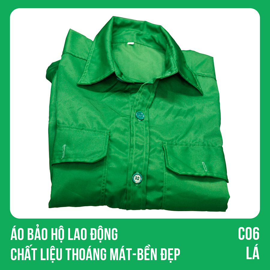Áo bảo hộ lao động, chất liệu thoáng mát, bền đẹp - Mã C06 (Lá)