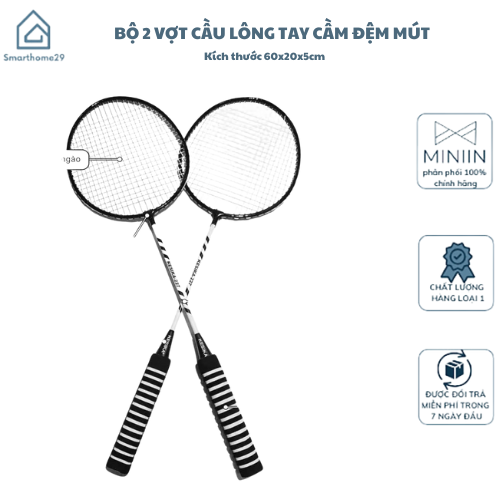 Bộ 2 Vợt Cầu Lông Tay Cầm Đệm Mút Tặng Kèm 03 Quả Cầu Hàng Chính Hãng - Đàn Hồi Tốt, Siêu Cứng, Siêu Bền - HÀNG CHÍNH HÃNG MINIIN