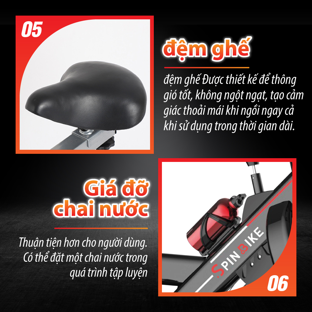 BG [TẶNG GIÁ ĐỠ DI ĐỘNG] Xe đạp tập thể thao đa năng trong nhà SPINING BIKE S500 mới (hàng nhập khẩu)