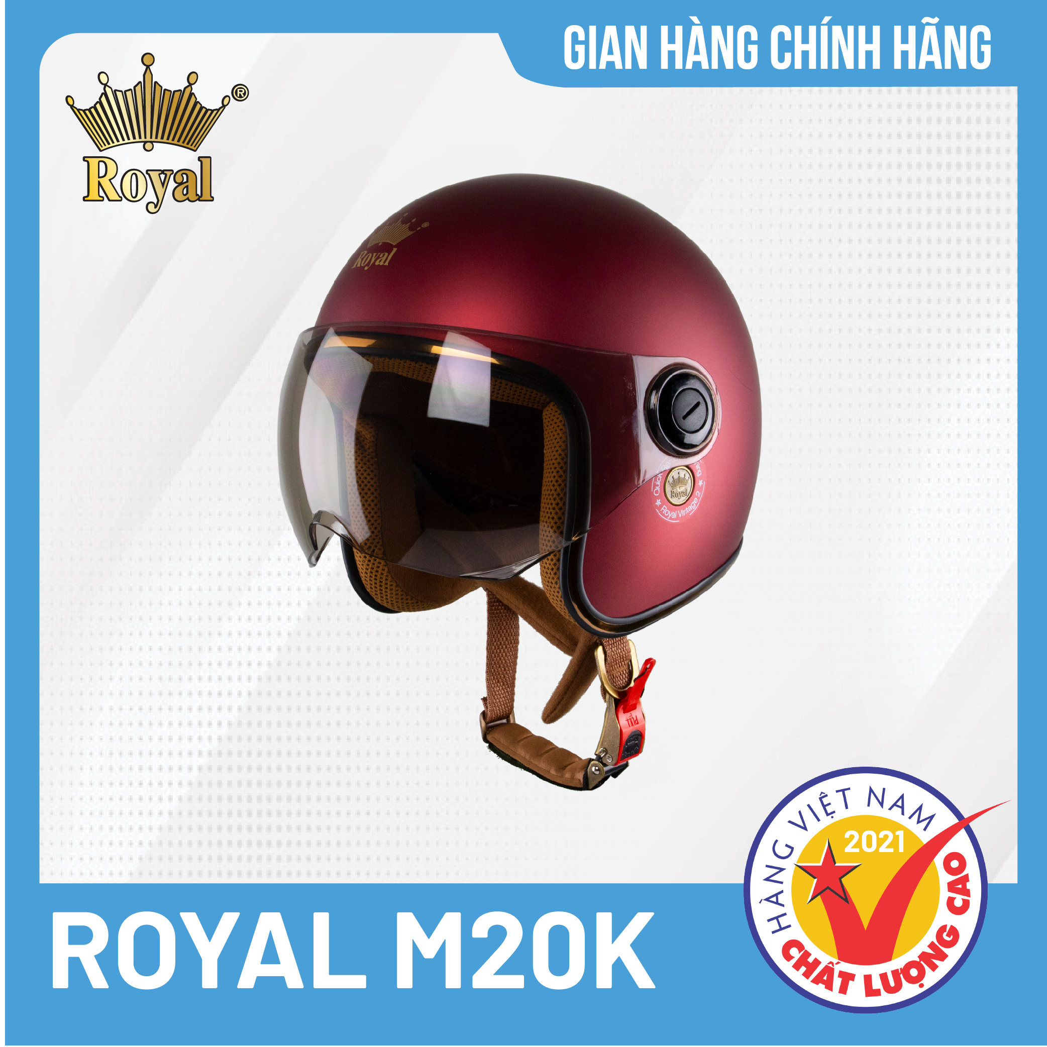 Nón bảo hiểm 3/4 Royal M20K Thời trang, Cá tính - Hàng chính hãng - Bảo hành 12 tháng