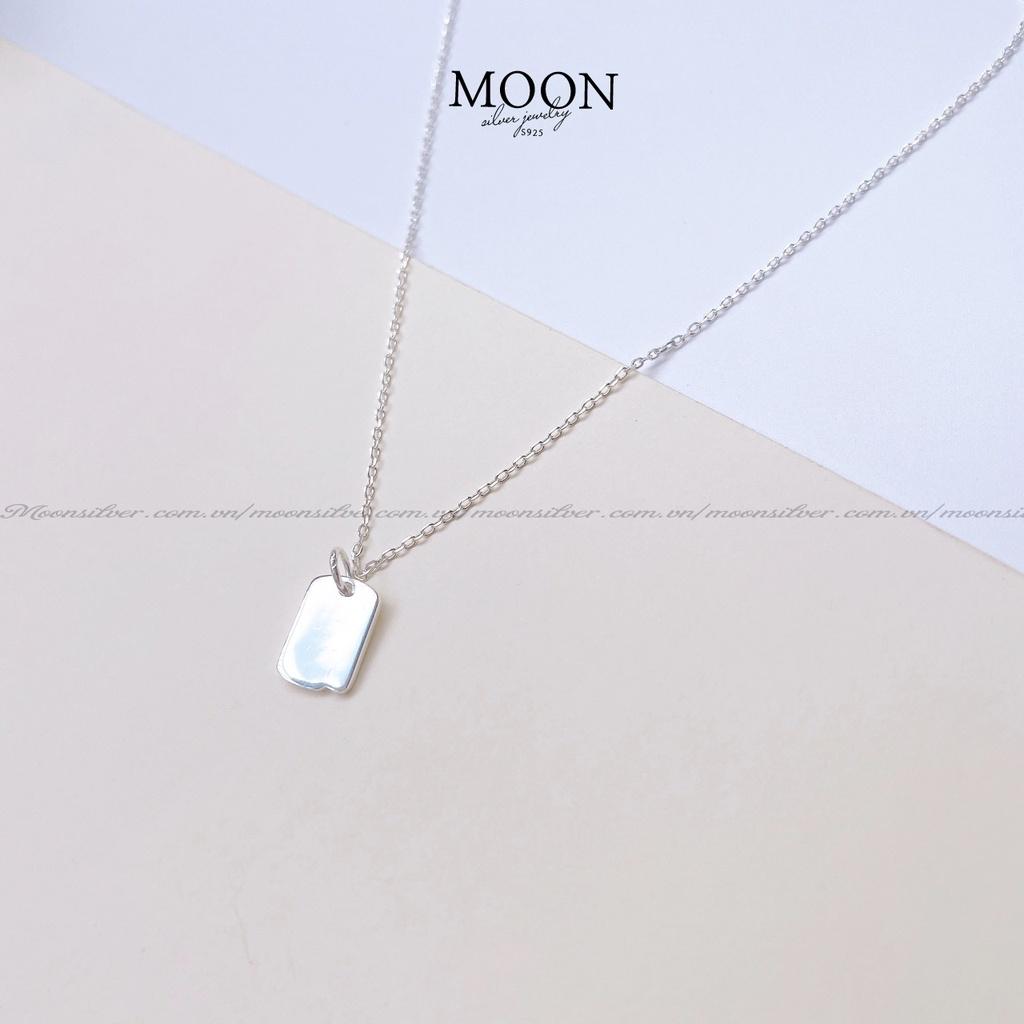 Vòng cổ bạc nữ Moonsilver thẻ tag chữ nhật khắc tên hàng thiết kế riêng