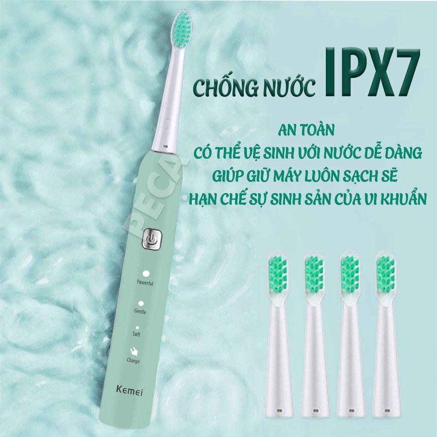 Bàn chải đánh răng điện KEMEI KM-YS713 điều chỉnh 6 chế độ công nghệ rung siêu âm sạch sâu gấp nhiều lần bàn chải thường