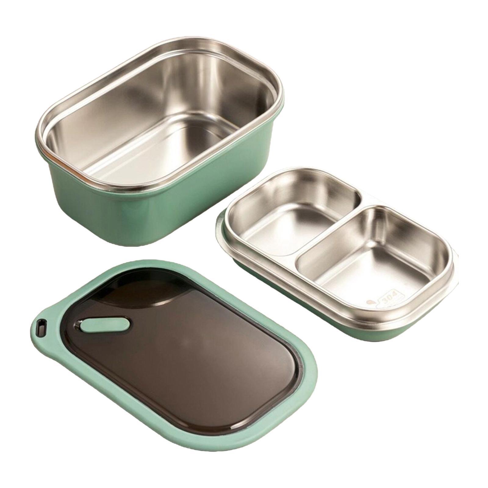 2PCS 2-Tier Stainless Steel Bento Lunch Box for Picnic Camping Travel 1200ML