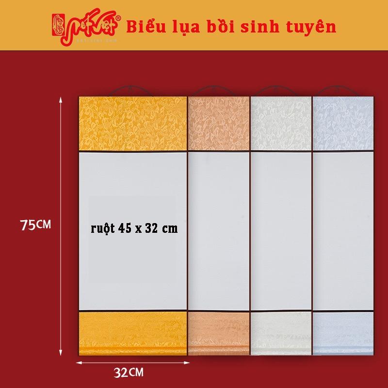 Biểu lụa bồi giấy xuyến 32x75cm dùng viết thư pháp, vẽ tranh thuỷ mặc nhiều màu sắc