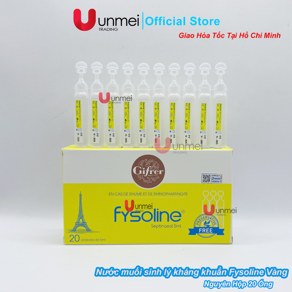 Fysoline - Nước Muối Sinh Lý Kháng Khuẩn Pháp - Hỗ Trợ Nghẹt Mũi, Viêm Mũi, Sổ Mũi