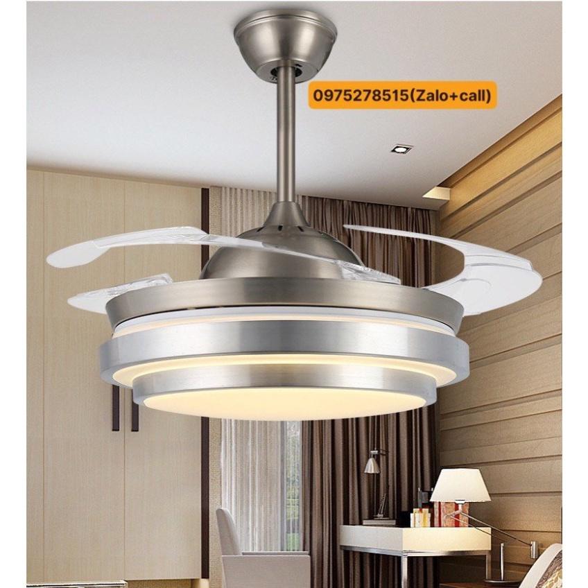 Quạt Trần Cánh Cụp Cánh Xòe DC Lõi Đồng, Có 3 cơ chế đèn LED chiếu sáng Và 3 vận tốc Gió Có REMOTE