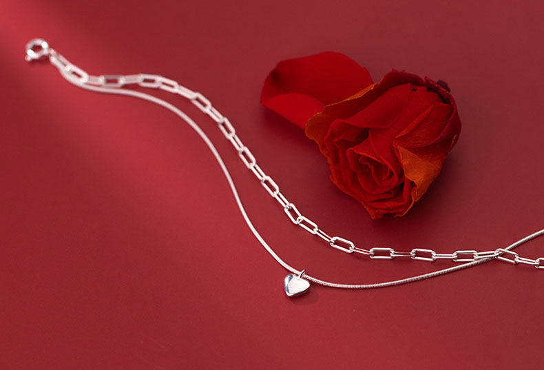 Lắc chân BẠC đôi dây xích sáng bóng 2TSILVER - Lắc chân bạc dây đôi dày LCBN272