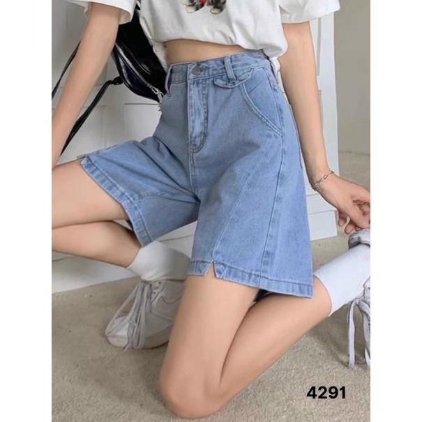 Quần Jeans Nữ Aiori Quần Ngố Lửng Ống Rộng Lưng Cao Màu Xanh Nhạt Vải Cực Xịn, Chất Jean Cotton Thoáng Mát, Mềm Mịn_4291
