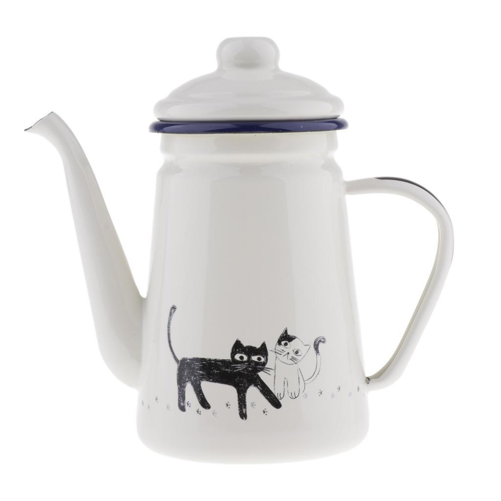 Enamel Teapot Loose Tea Leaf Infuser Tea Pot Coffee Tea Pot Kettle 1100ml
