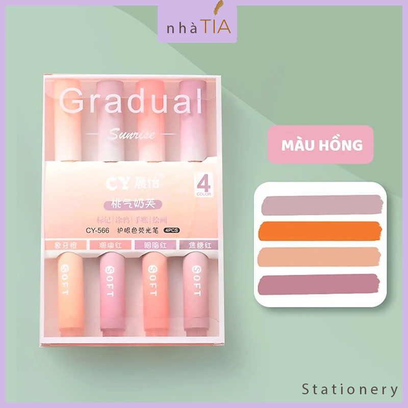 Set 4 bút higlight gradual đánh dấu nhớ dòng